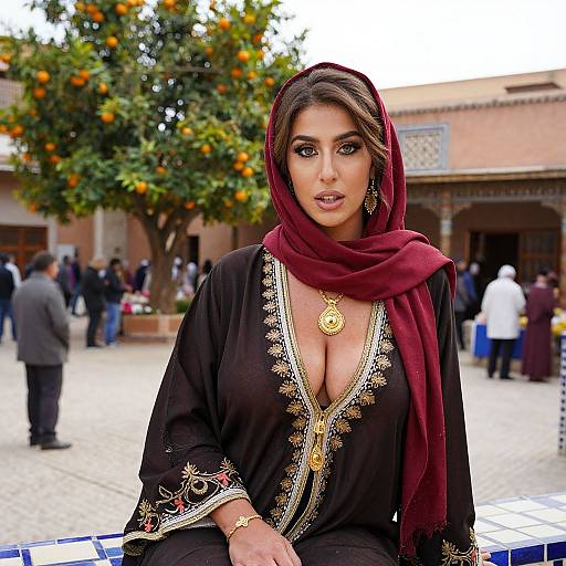 Striking Moroccan Woman in Traditional Attire