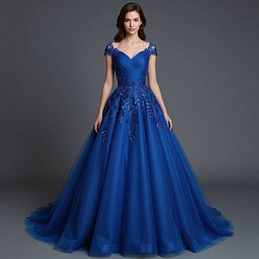 Elegant Woman in Royal Blue Gown