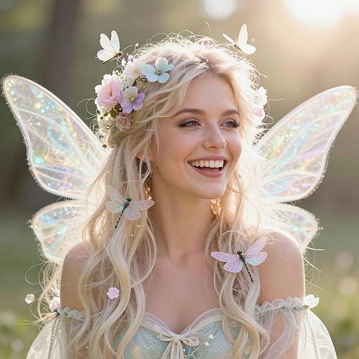 Joyful Pastel Fairy Woman Portrait