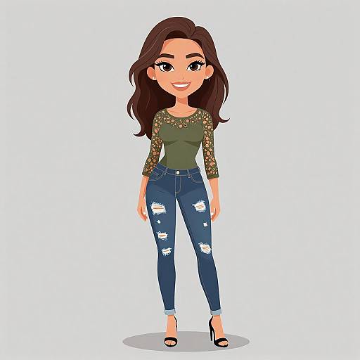 Smiling Woman in Casual Olive Greens