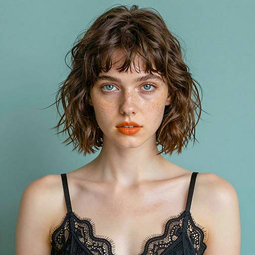 Young Woman Portrait with Teal Background