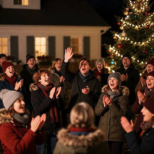 Festive Christmas Carol Gathering at Night