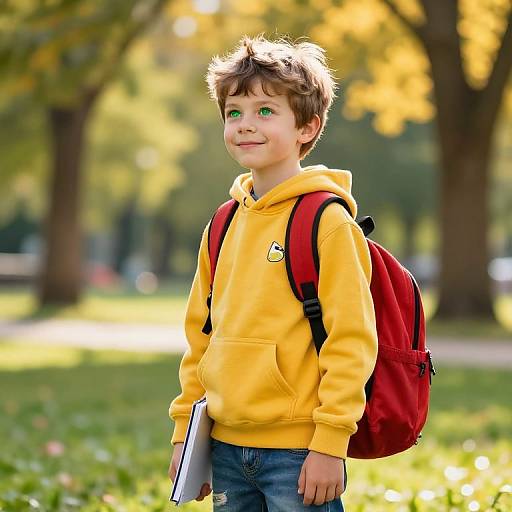 Confident Boy in Sunny Park