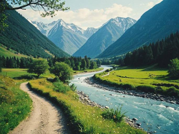 Charming Valley Landscape with River