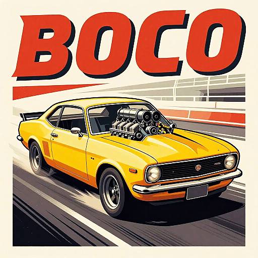 Vintage V20 Engine Drag Racer Poster