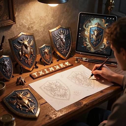 Fantasy Coat of Arms Workshop Scene