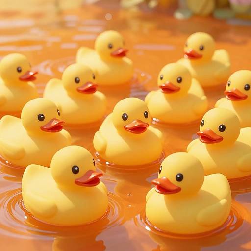 Surreal Rubber Ducks in Radiant Pool