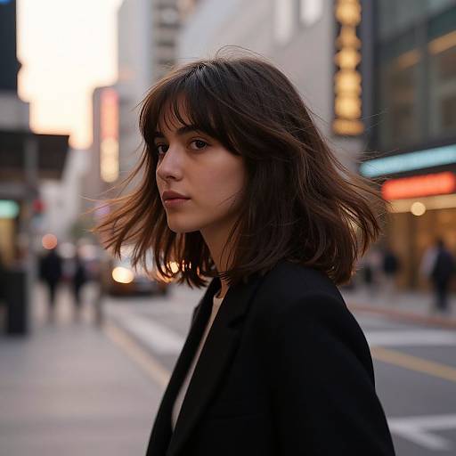 Woman with Soft Layers in Neon City