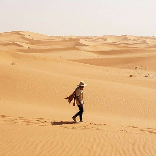 Solitary Marcher in Desert Heat