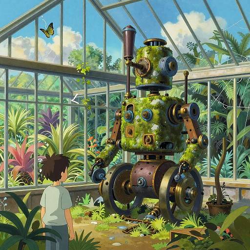 Gouache Steam Automaton in Overgrown Conservatory