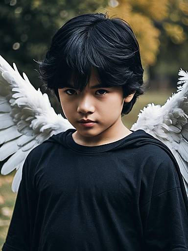 Dark Angel Male with Feathered Wings