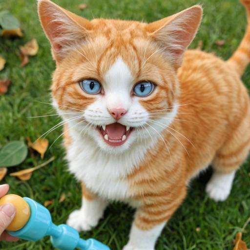 Playful Orange Tabby Cat in Green Playful Orange Tabby Cat in Green