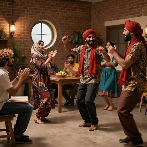 Vibrant Celebration in a Brick Room