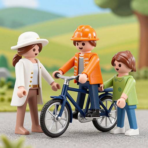 Playmobil Characters with Bicycle Outdoors