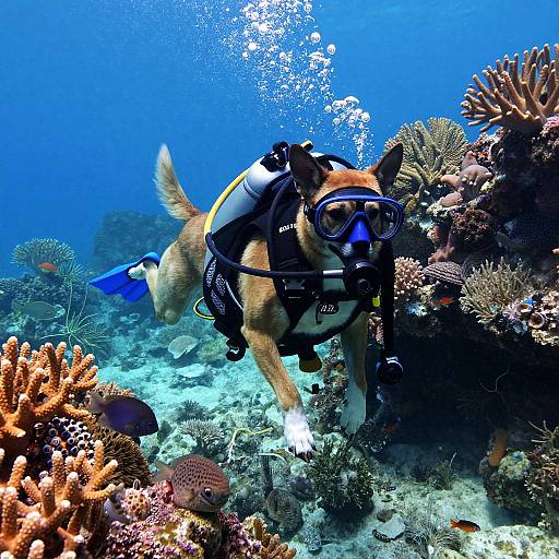 Happy Dog Scuba Diving Adventure