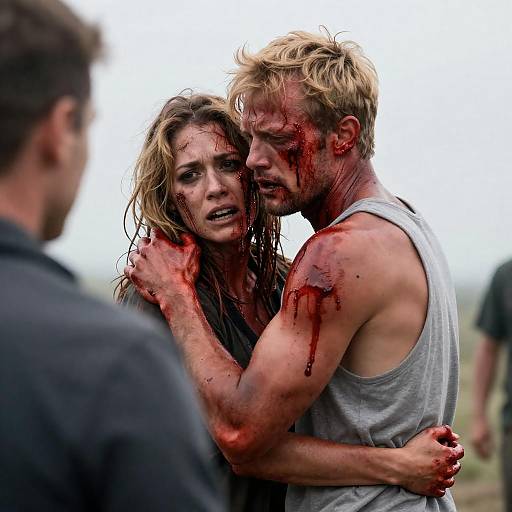 Dramatic Bloody Scene in Stark Lighting