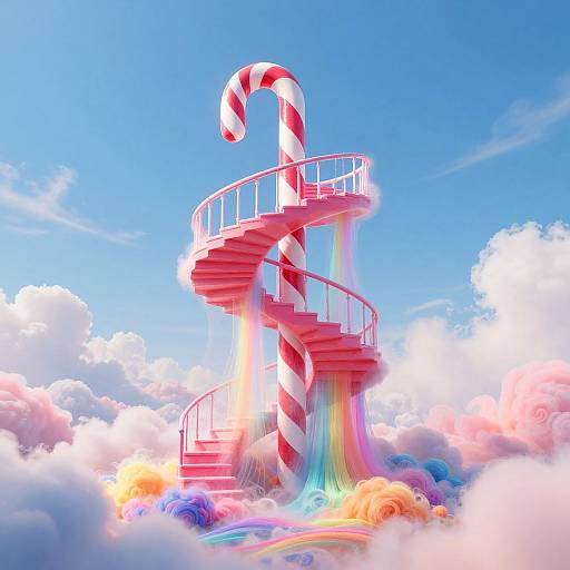 Whimsical Candy Cane Staircase to Sky