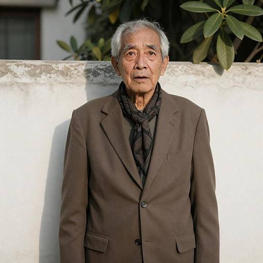 Surprised Elder in Elegant Attire