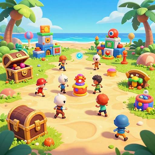 Fortnite-Style Tropical Multiplayer Battle