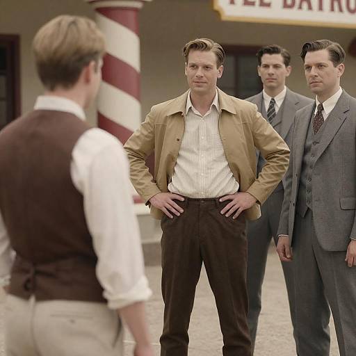 Vintage Men in Classic Attire Outdoors