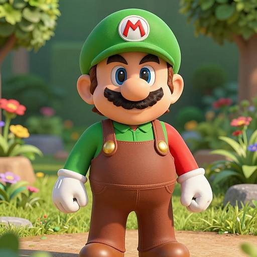 Realistic Luigi Costume in Garden