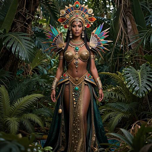 Intricate Jungle Queen Full Body Portrait
