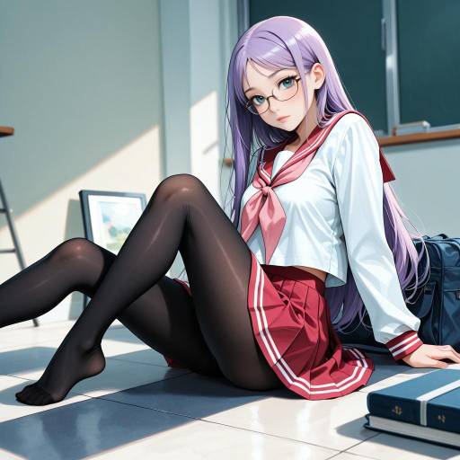 Cutesy Schoolgirl with Glasses and Blush