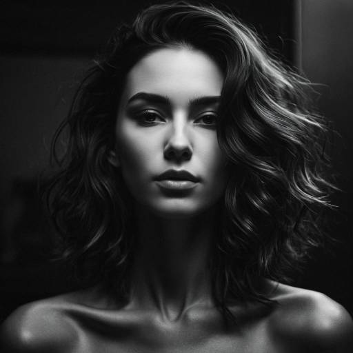 Moody Black and White Portrait of Woman