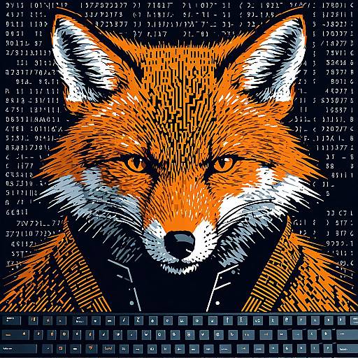 Aggressive Hacker Fox in ASCII Art Style