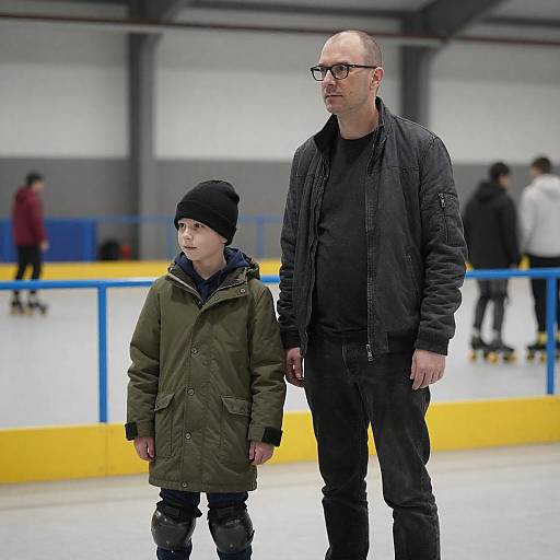 Indoor Roller Rink Portrait: Man and Boy