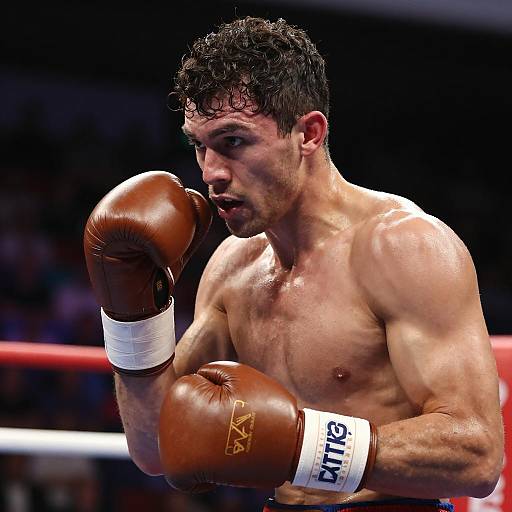 Dynamic Boxer in Intense Match Scene