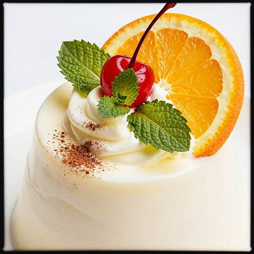 Creamy Dessert with Cherry and Mint