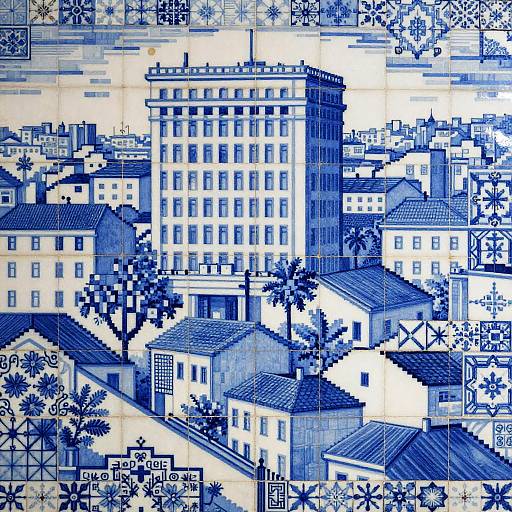 Pixelated Lisbon in Azulejo Style