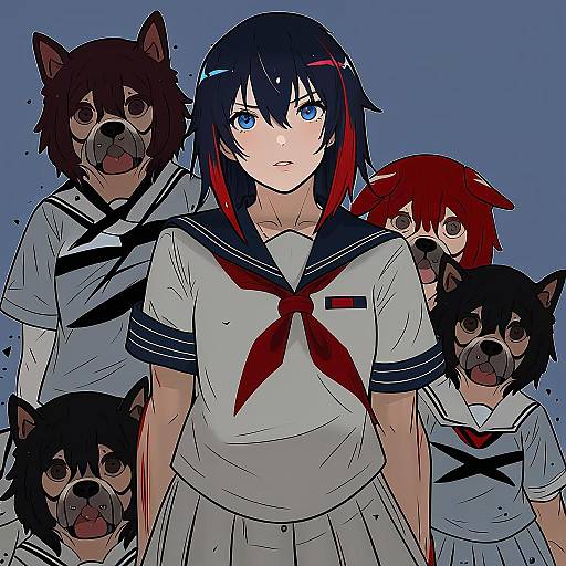 Illustration of Guts (kill la kill), kill la kill in the style of Alp