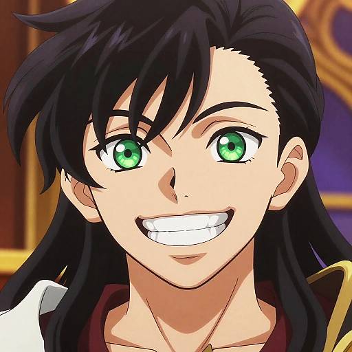 Energetic Anime Smile with Teeth