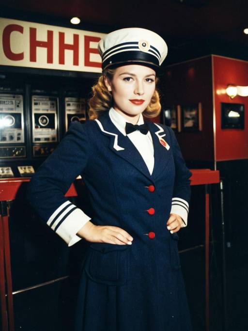 Vintage Cinema Usherette in Classic Uniform