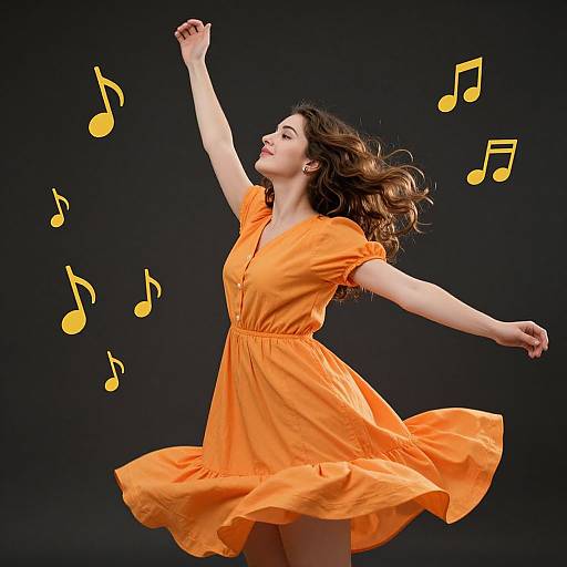 Joyful Freedom in Orange Dress