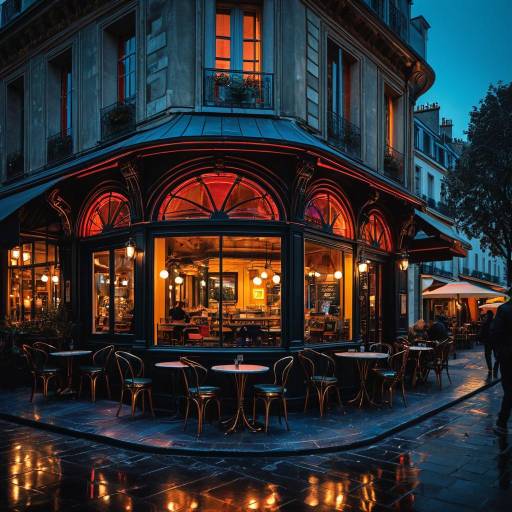 Cozy Parisian Corner Cafe at Dusk