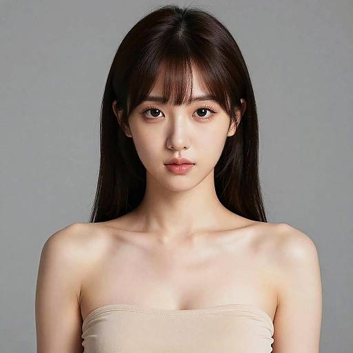 Portrait of Young Asian Woman with Bare Shoulders