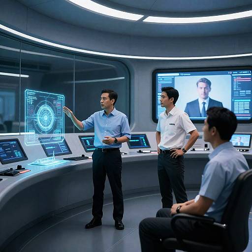 Futuristic Control Room with Holographic Display
