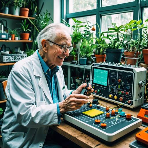 Senior Scientist Working with Electronic Equipment