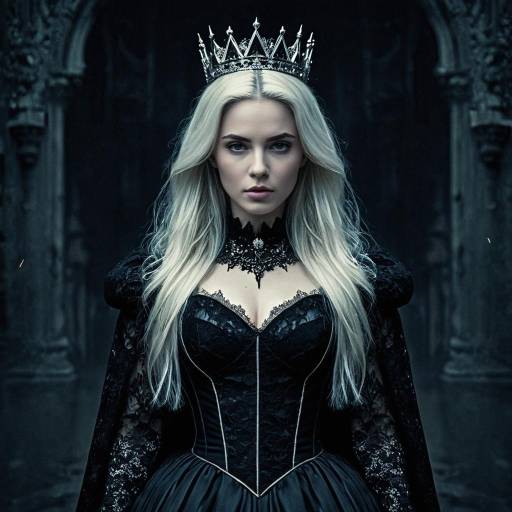 Gothic Princess in Black Lace Gown