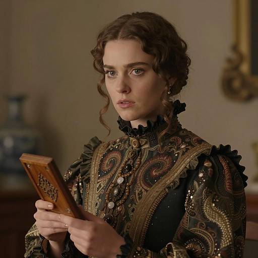 Elegant Woman in Dark Gown Portrait