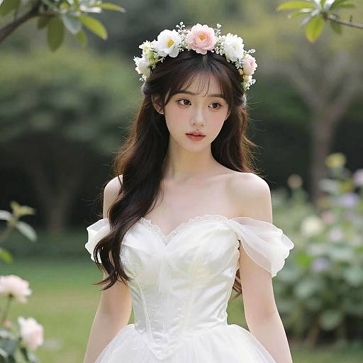 Anime Girl Queen in Serene Garden