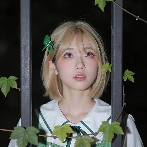 Intense Young Woman in Nature's Embrace