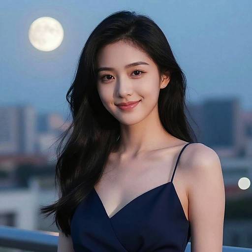 Moonlit Portrait of Elegant Woman