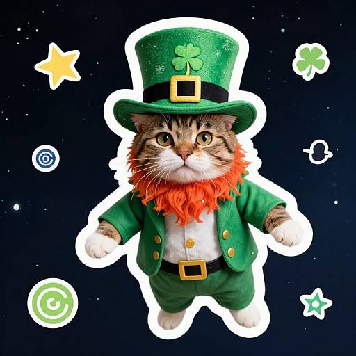 Cat in St. Patrick's Space Attire