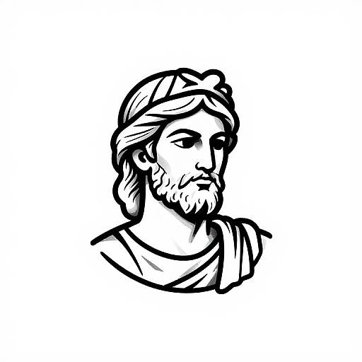 Minimalist Old School Greek God Tattoo