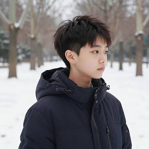 Taper Cut Teen in Snowy Park