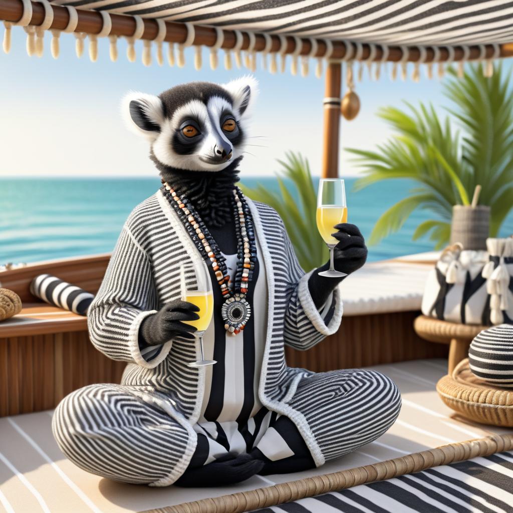 Yoga Lemur on a Boat in Style